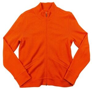 Faconnable Mens Burnt Orange Full Zip Cotton Knit Cardigan Sweater Small